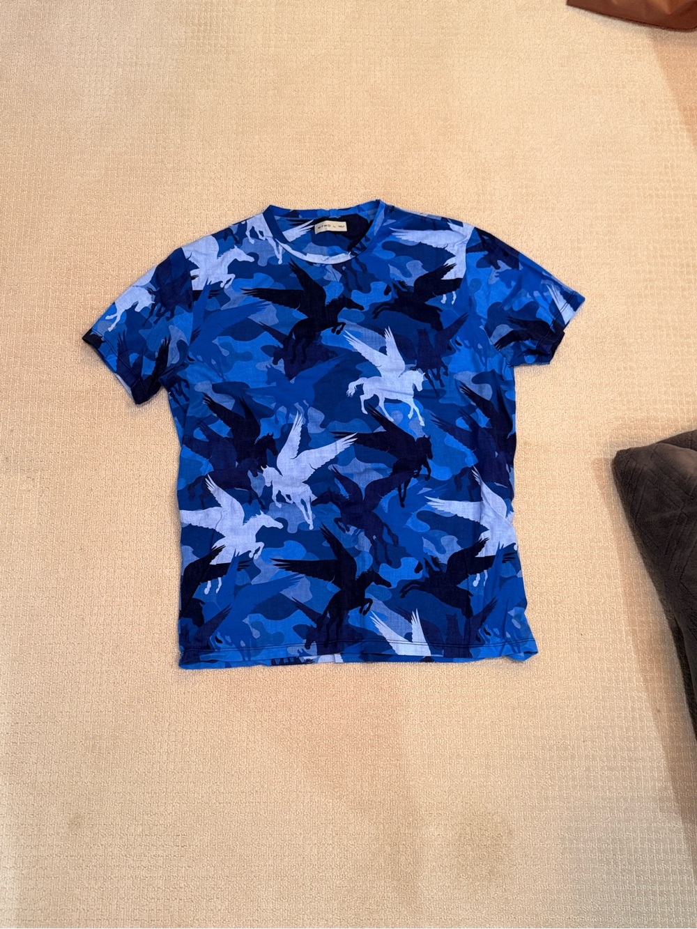 Etro Blue Camo Bird Print Tee